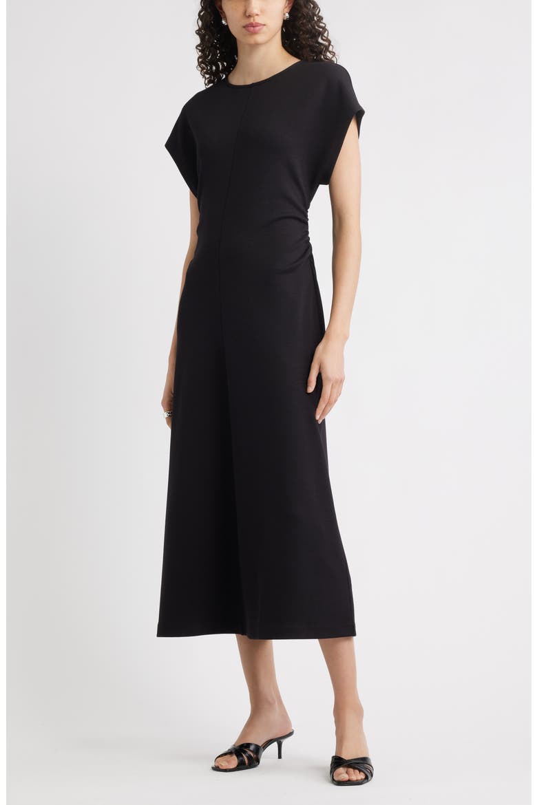 Crewneck Midi Dress, Main, color, BLACK