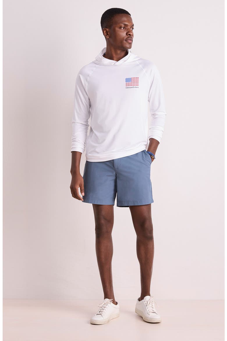Whale Flag Long Sleeve Hooded Rashguard, Alternate, color, WHITE CAP