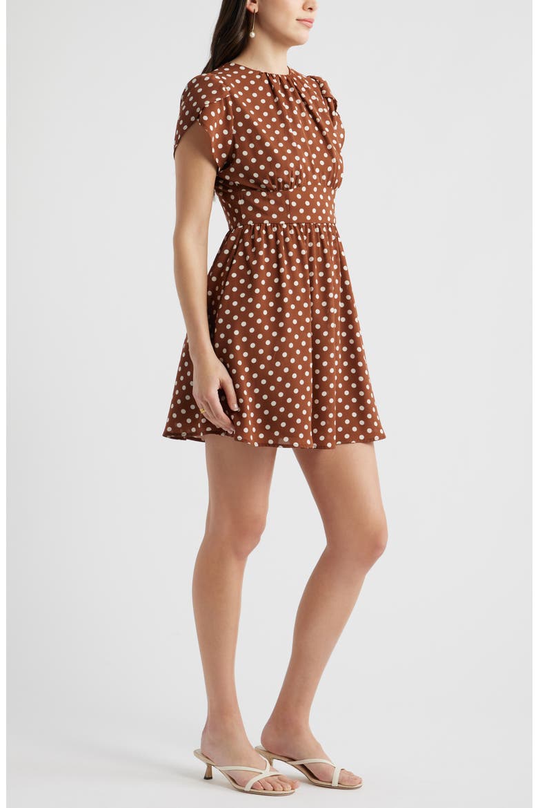 Fit & Flare Minidress, Alternate, color, BROWN- IVORY DOLLY DOT