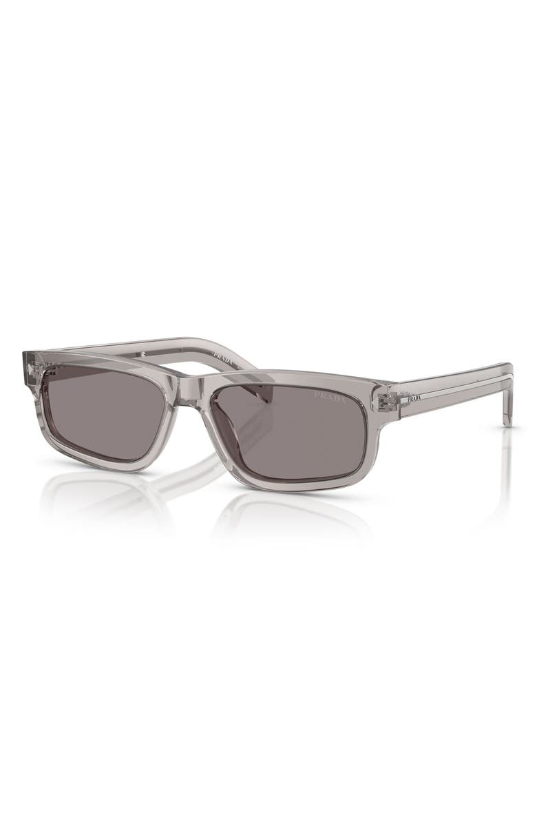 Prada 57mm Rectangular Sunglasses, Alternate, color, Hematite / Grey