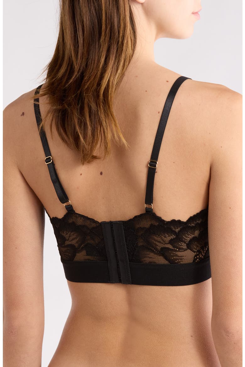 Floral Lace Triangle Bralette, Alternate, color, BLACK