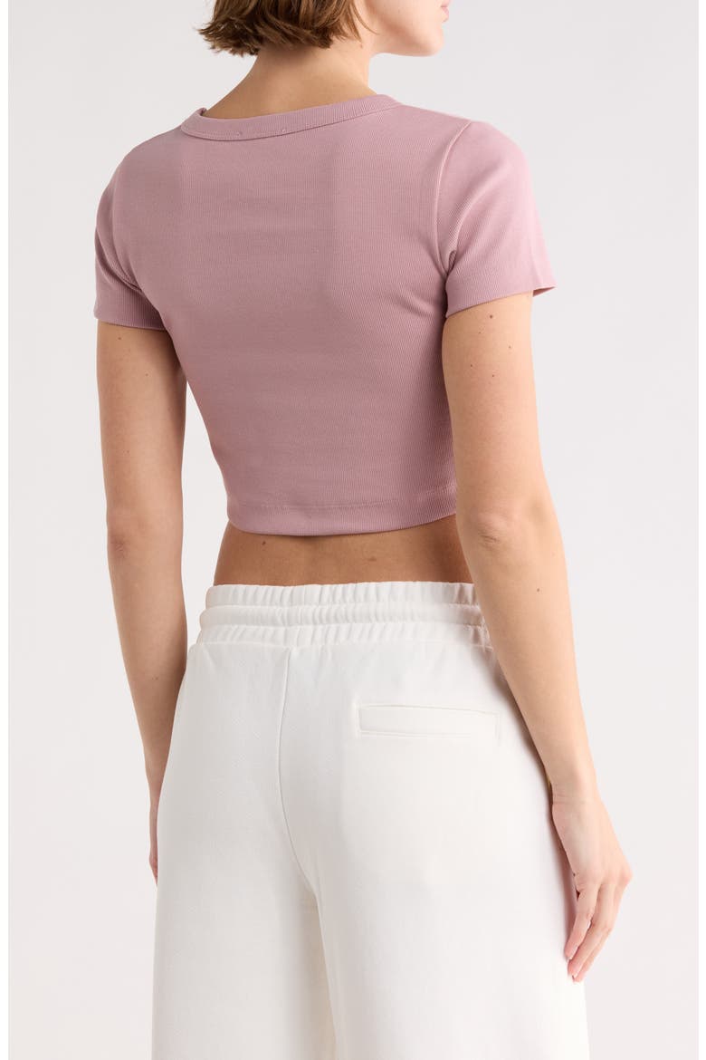 Ribbed Crop T-Shirt, Alternate, color, WOODROSE