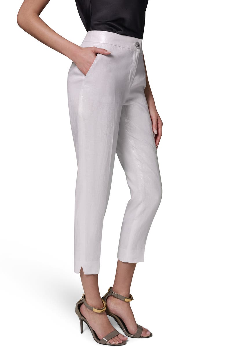 Donna Karan New York Metallic Linen Crop Pants, Alternate, color, 