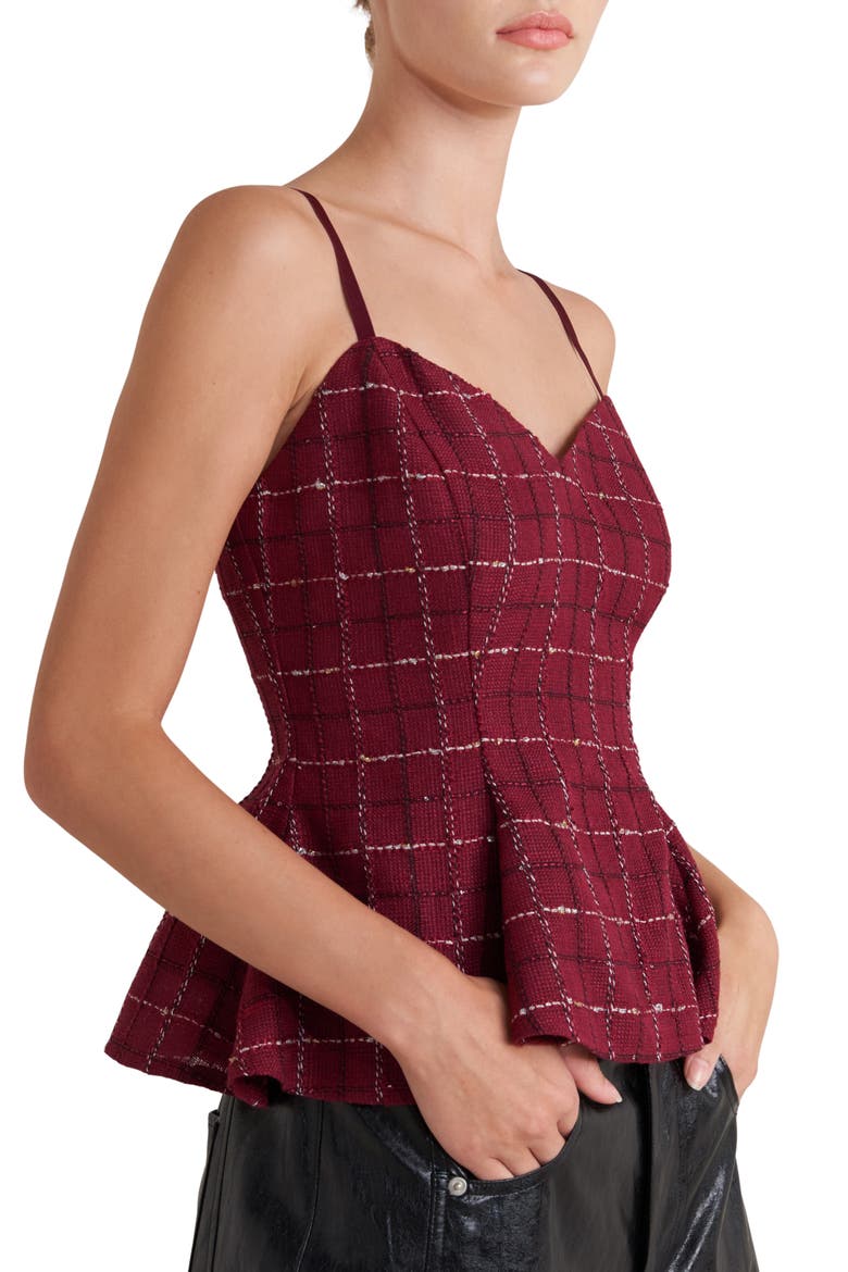 Tweed Peplum Camisole Top, Alternate, color, WINE
