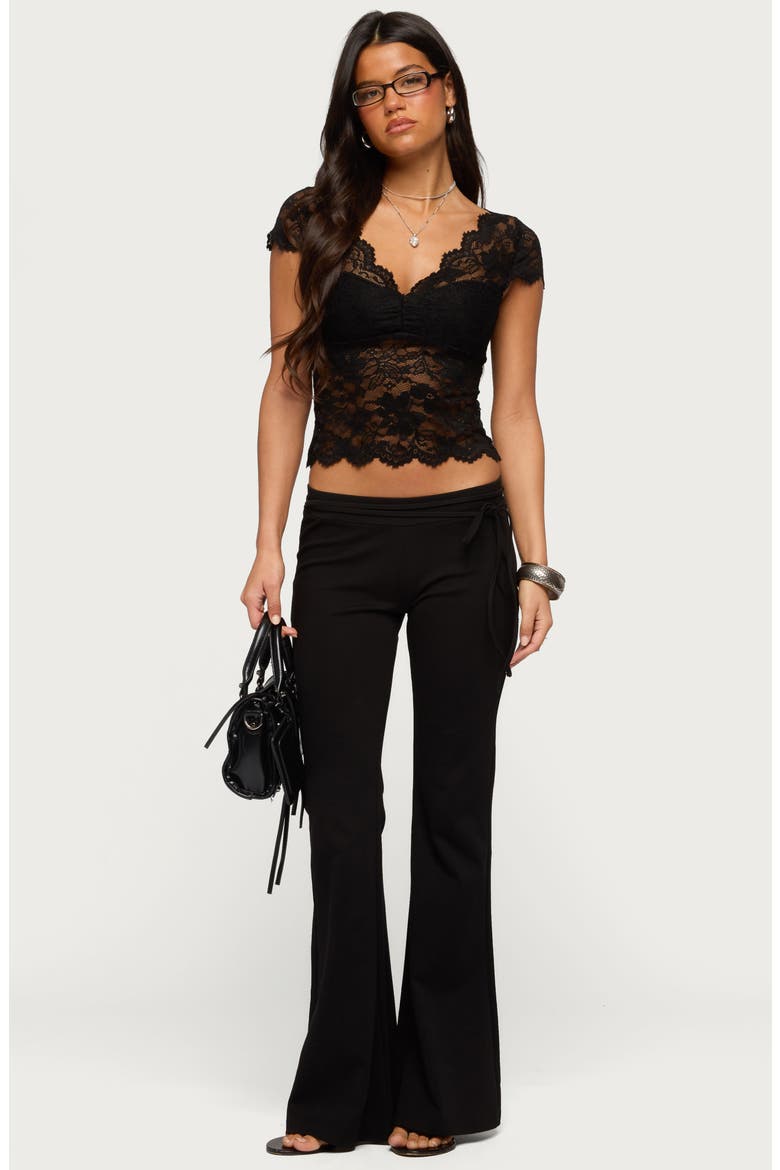 Junipar Tie Waist Flare Pants, Alternate, color, BLACK