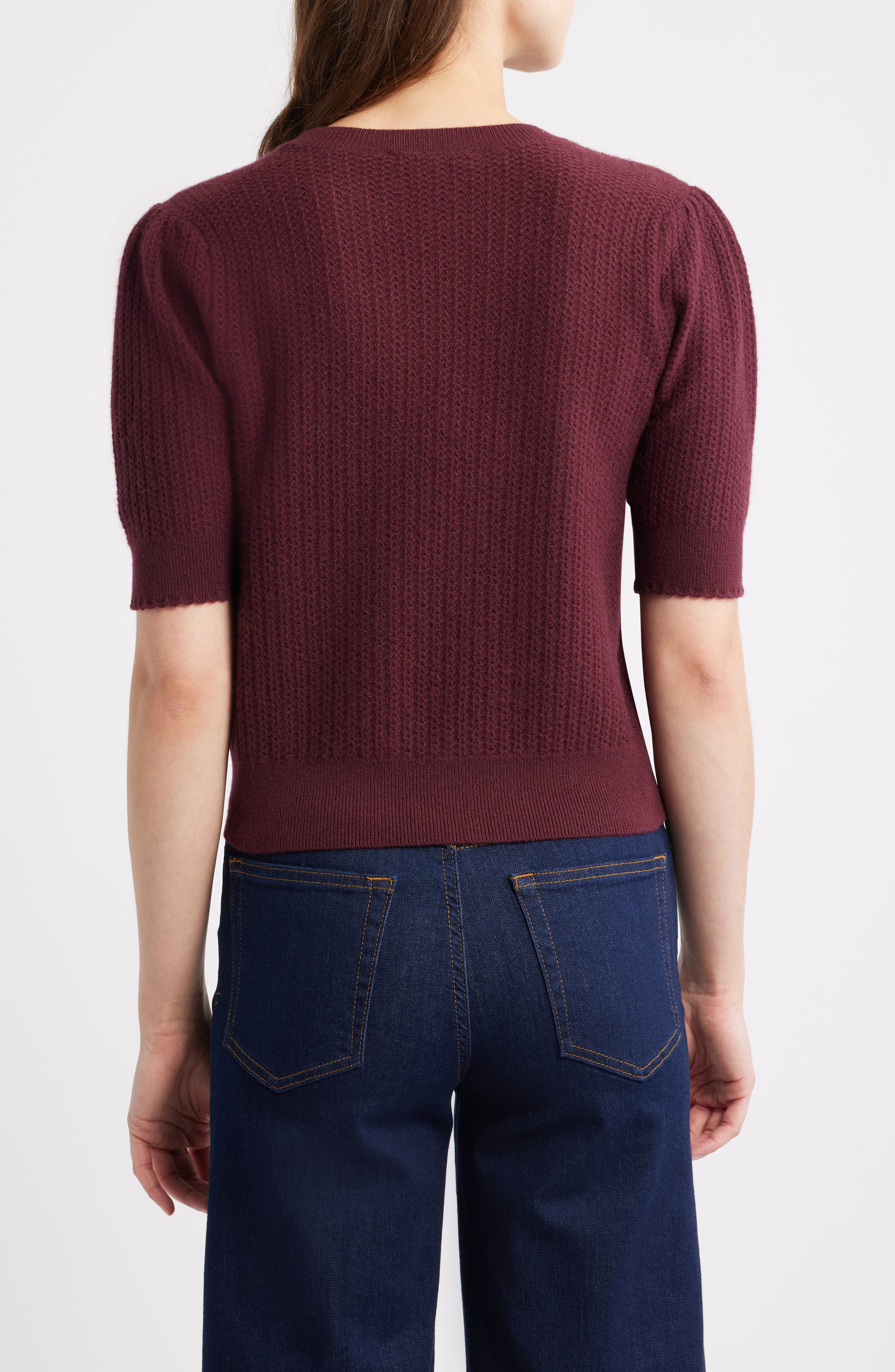 The Ladder Pointelle Short Sleeve Cashmere Sweater - image 2