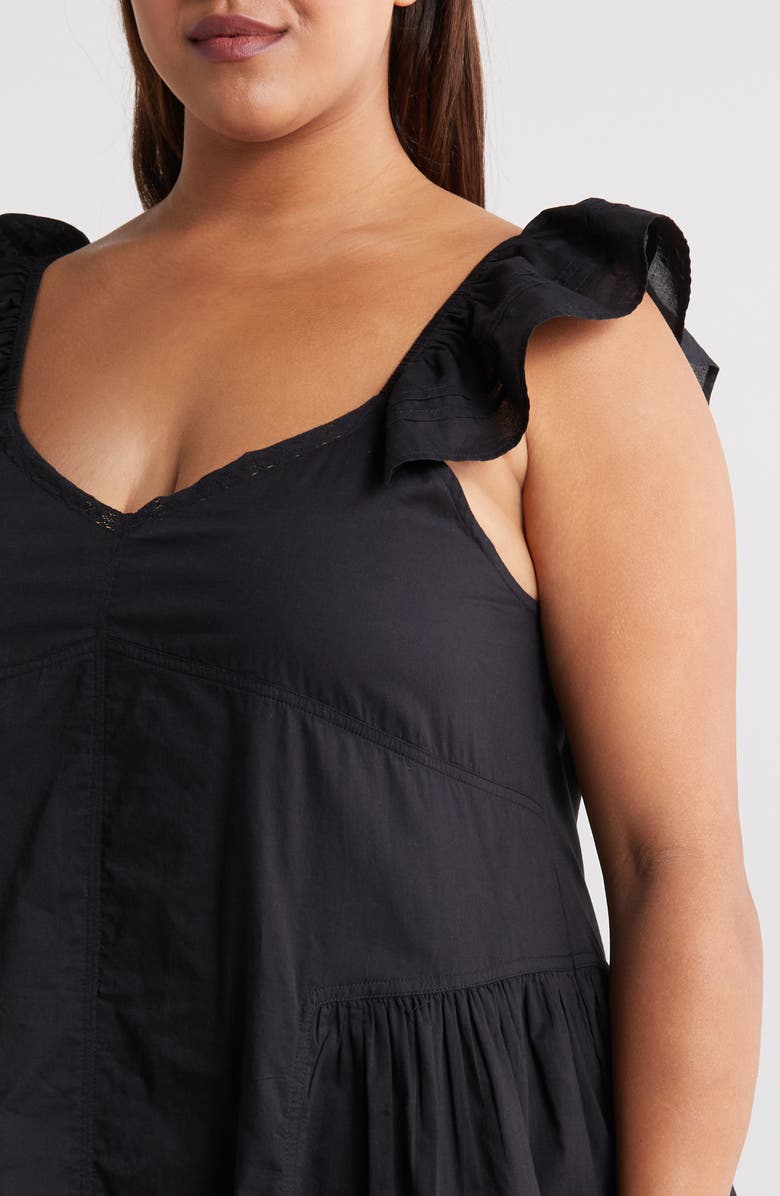 Treasure & Bond Tie Back Flutter Sleeve Cotton Midi Dress, Alternate, color, 