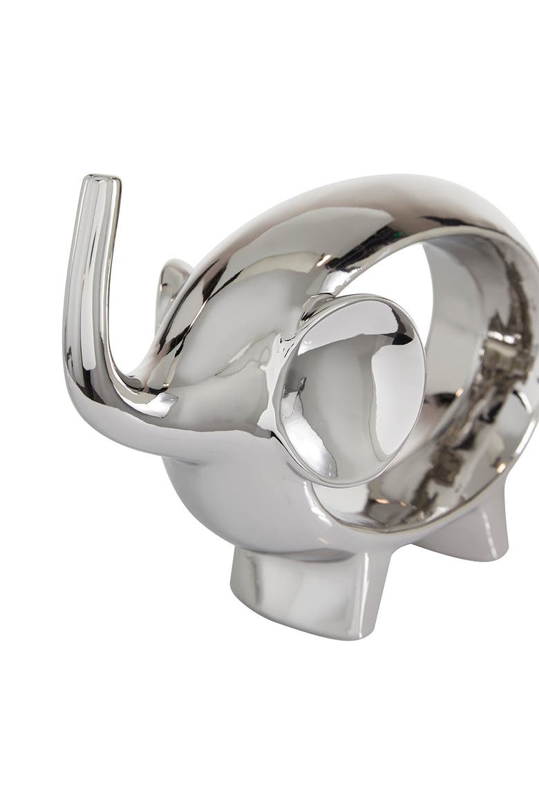 Silvertone Contemporary Elephant Sculpture - Set of 2, Alternate, color, SILVER
