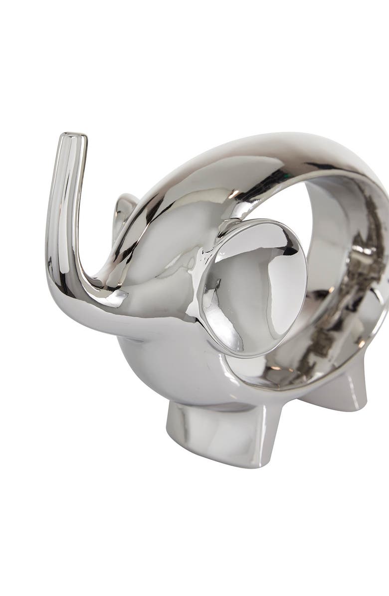 WILLOW ROW Silvertone Contemporary Elephant Sculpture - Set of 2, Alternate, color, Silver