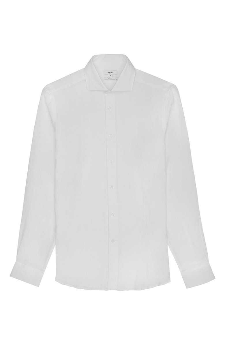 Reiss Ruban Linen Button-Up Shirt, Alternate, color, White
