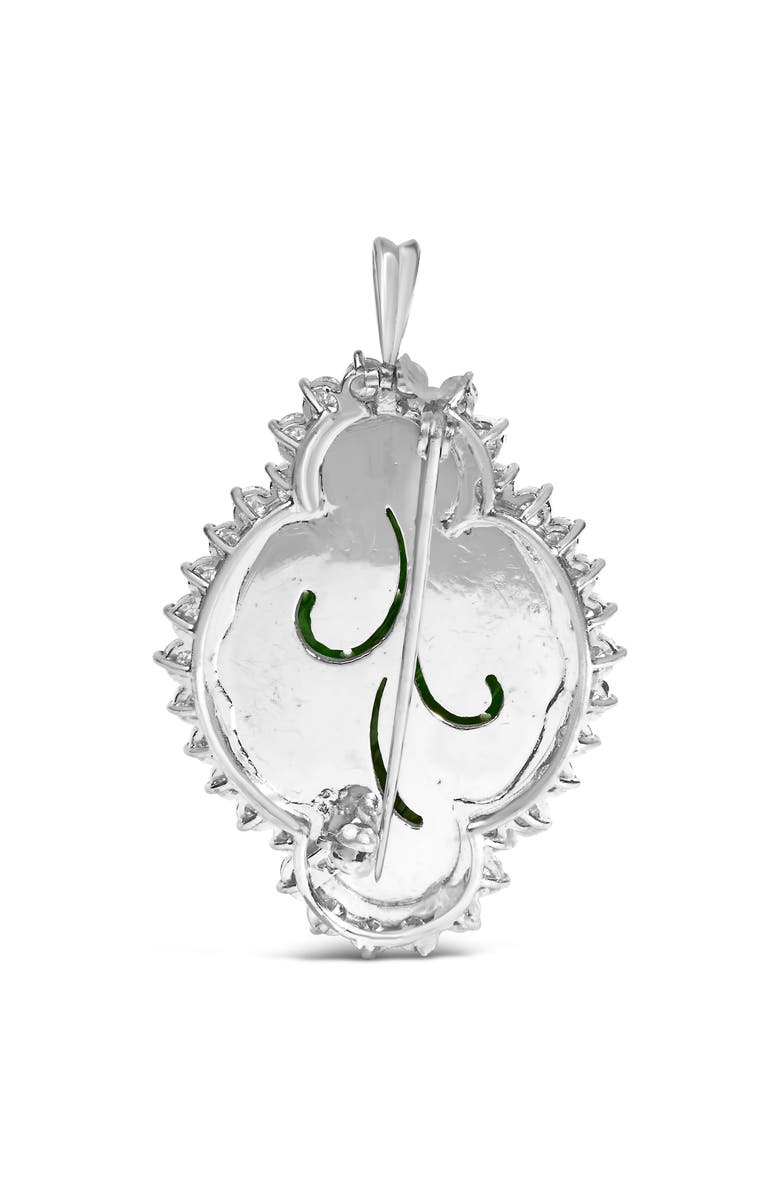Haus of Brilliance 18K White Gold 2.00 Cttw Diamond Halo and Jade Shield Brooch Pin and Pendant, Alternate, color, White