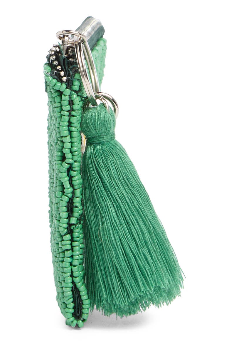Pickle Ball Beaded Coin Pouch, Alternate, color, GREEN