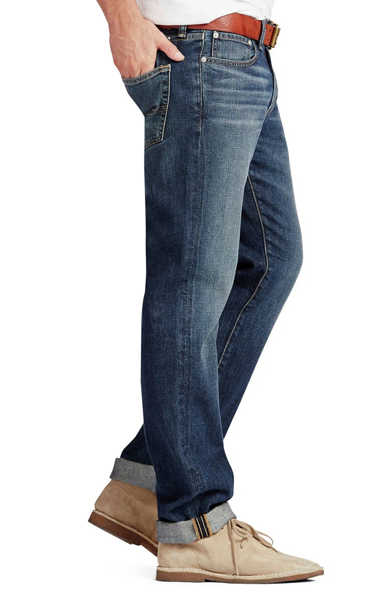 Jeans Uomo Lucky Brand 410 Athletic Straight Fit, Blu, Vita Media, Gamba Dritta, 36W X 30L