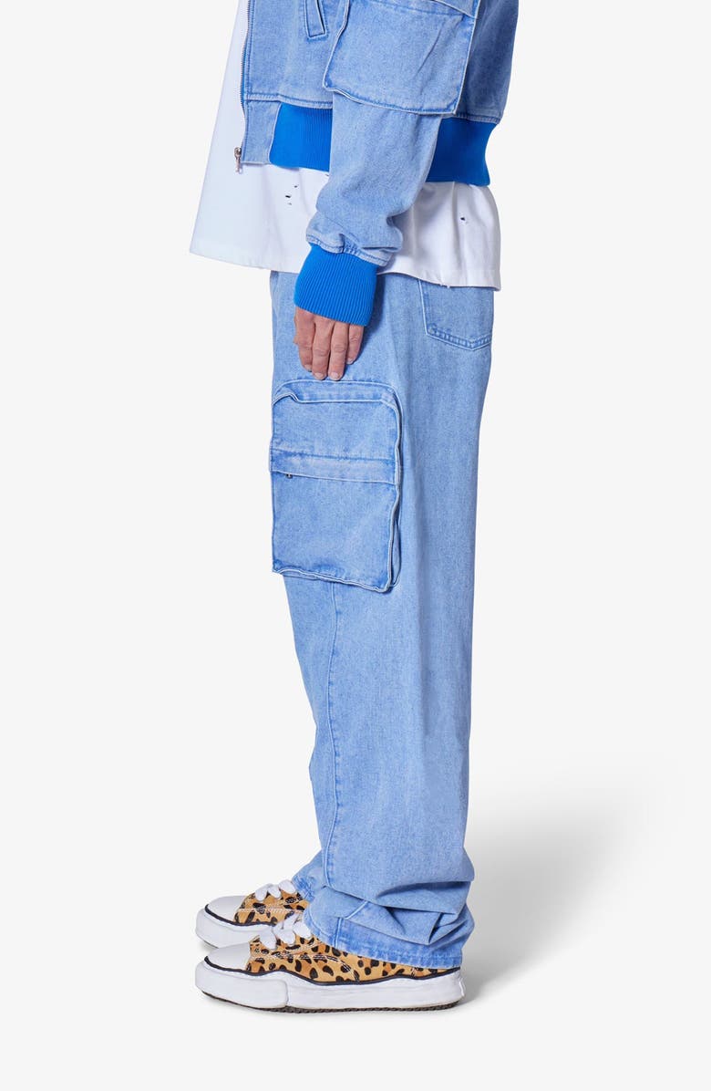 mnml Ultra Baggy Feeling Blue Cargo Jeans, Alternate, color, Blue