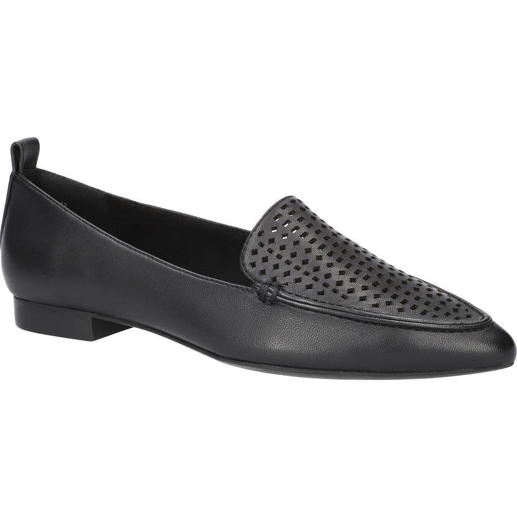 Bella Vita Alessi Perforated Pointed Toe Flat In Black Leather