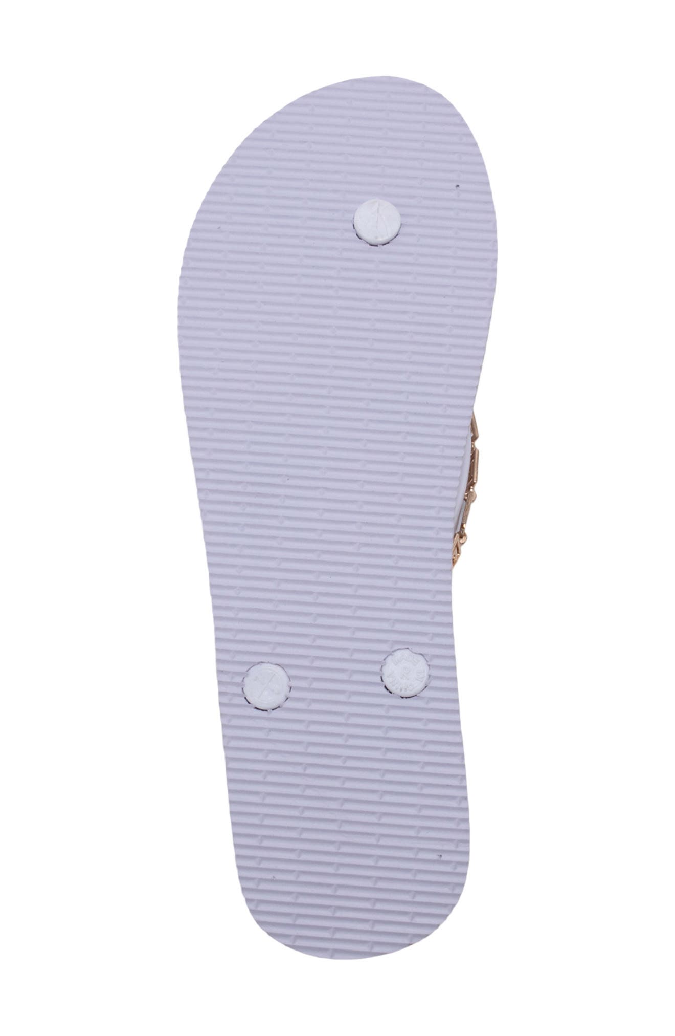 Lion Charm Thong Flip Flop, Alternate, color, WHITE