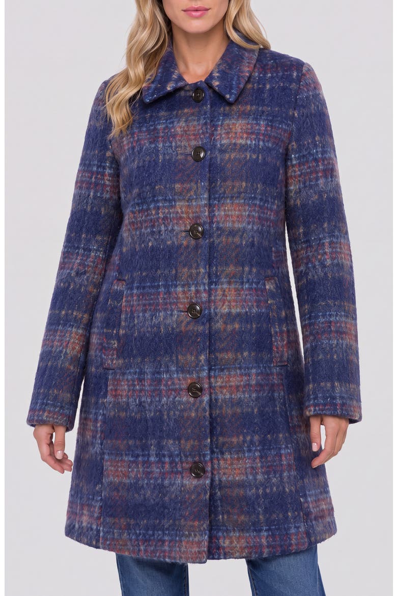 Plaid Swing Coat, Main, color, NAVY MULTI