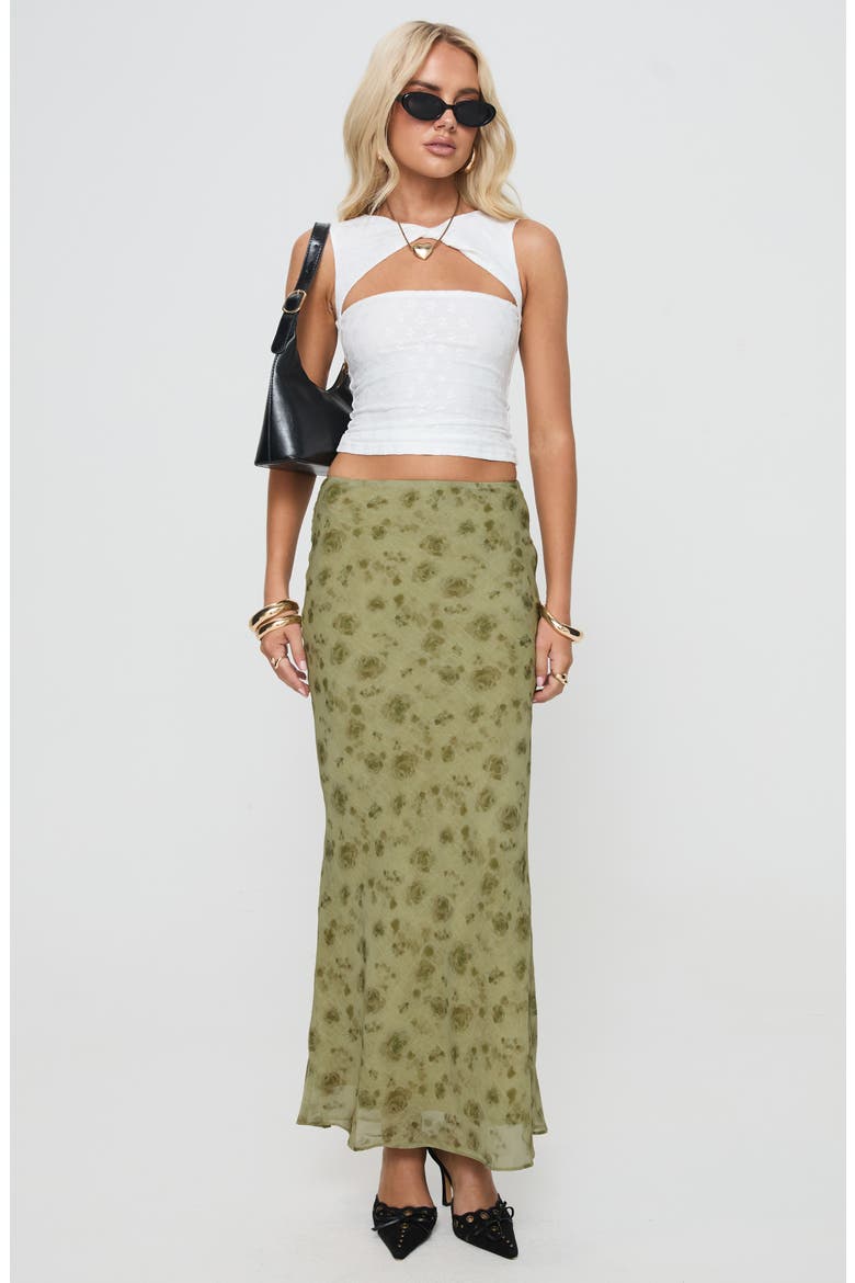 Piazia Chiffon Maxi Skirt, Alternate, color, GREEN