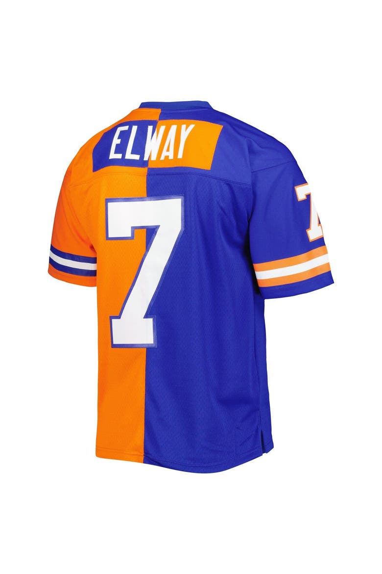 Men's Mitchell & Ness John Elway Royal/Orange Denver Broncos 1990 Split Legacy Replica Jersey, Alternate, color, Royal