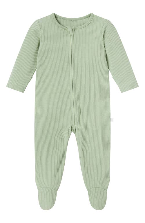 MORI Clever Zip Footie in Ribbed Sage 