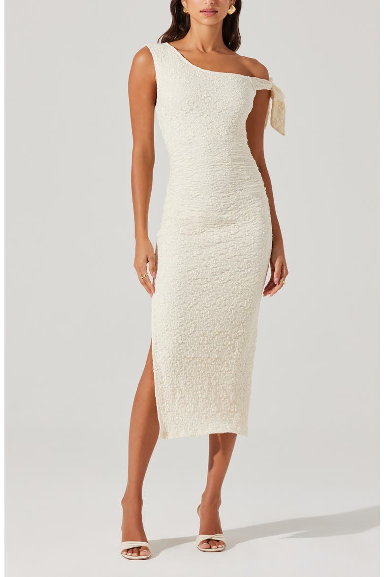 Emely Floral One-Shoulder Stretch Lace Dress, Alternate, color, CREAM