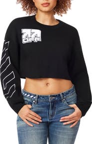 L/AB C/O OFF-WHITE Cropped Crewneck Sweater