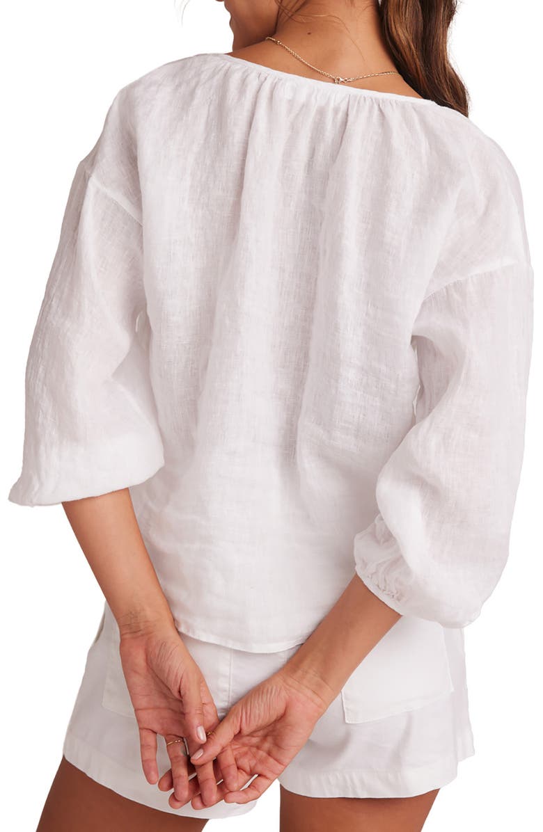 Bella Dahl Shirred Neck Linen Button-Up Shirt, Alternate, color, 
