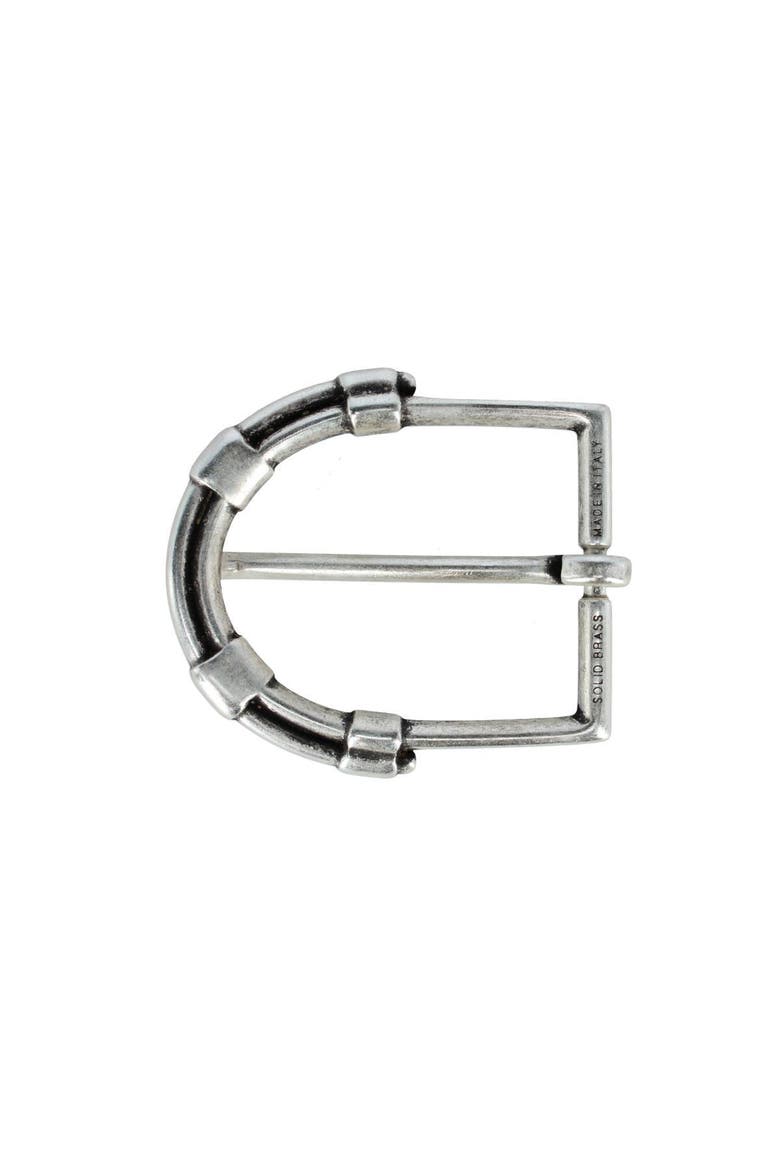 35mm Solid Brass Italian Horseshoe Inspired Harness Belt Buckle, Alternate, color, English Silver