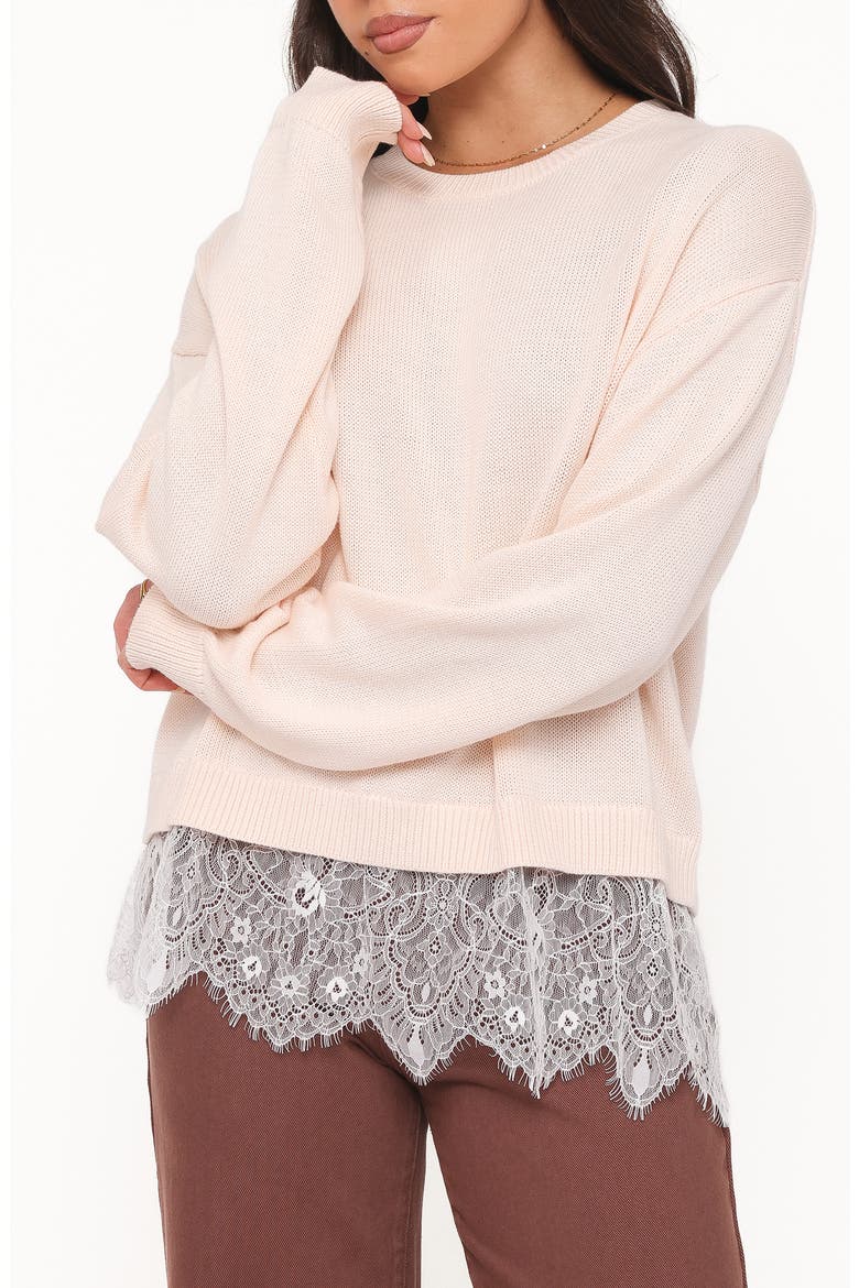 Mabel Lace Trim Sweater, Main, color, CREAM WHITE