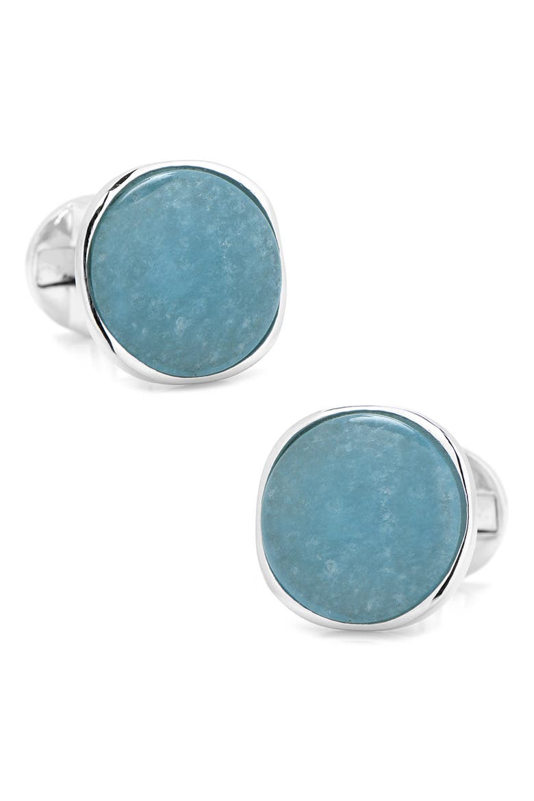 Aquamarine Jade Cuff Links, Main, color, BLUE