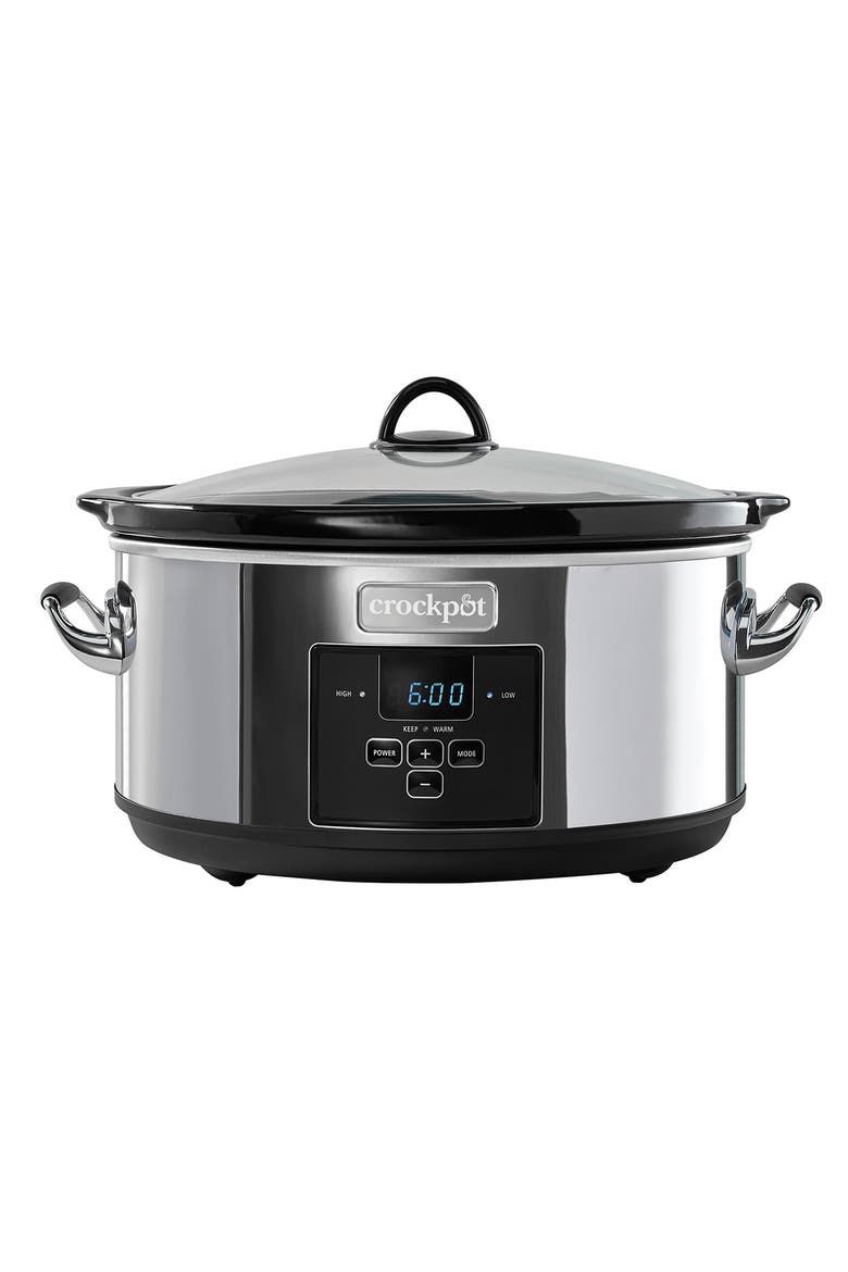 Programmable 8-Quart Slow Cooker, Main, color, Black Stainless Steel