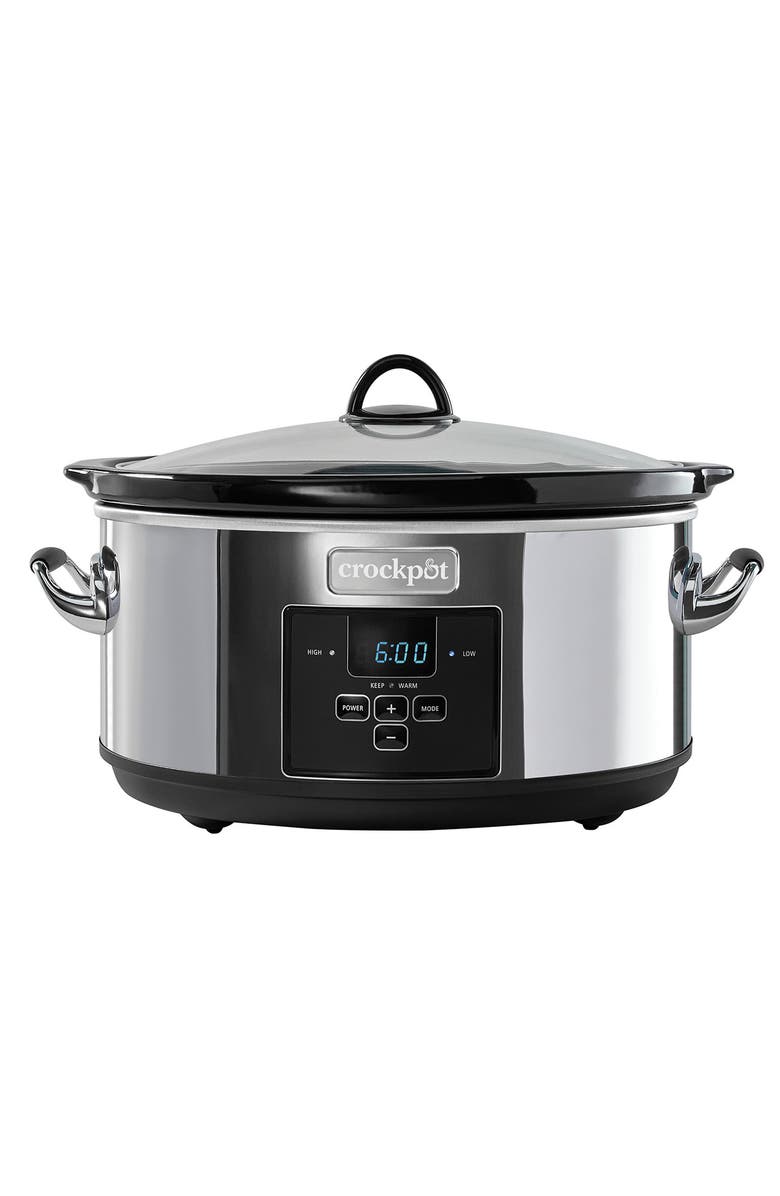 Crock-pot Programmable 8-Quart Slow Cooker, Main, color, Black Stainless Steel