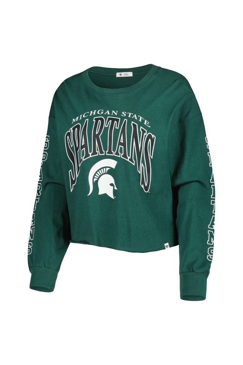 Women's '47 Green Michigan State Spartans Parkway II Cropped Long Sleeve T-Shirt, Alternate, color, Green