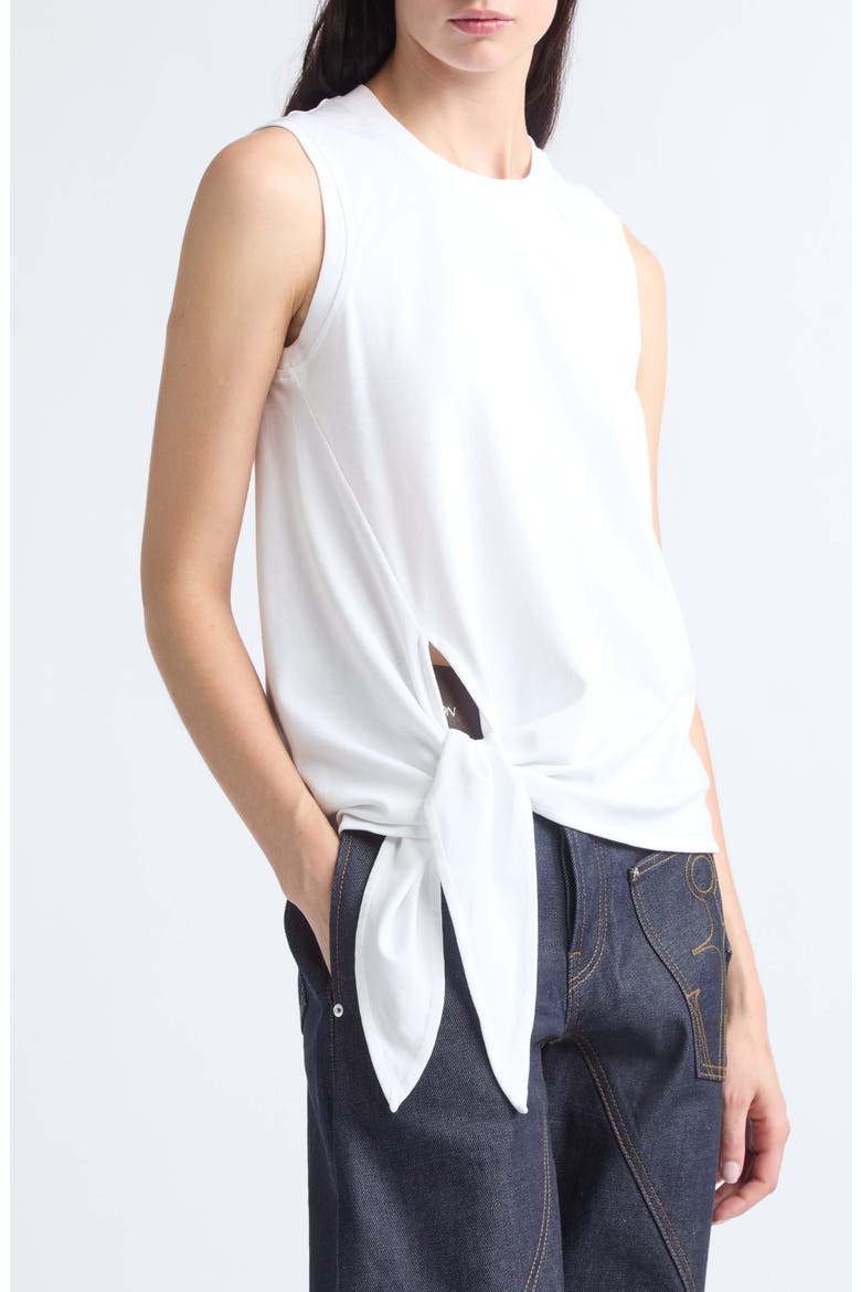 Tie Hem Cotton Tank, Alternate, color, WHITE