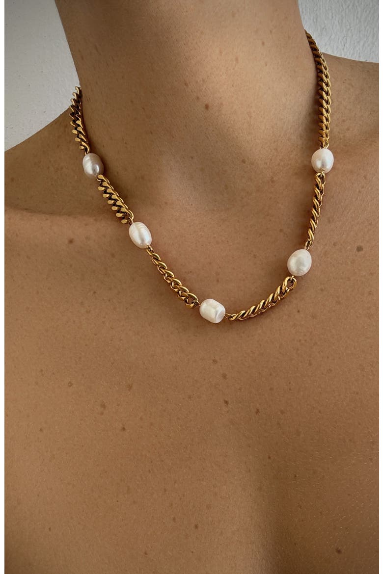 Freshwater Pearl Station Necklace, Alternate, color, WHITE