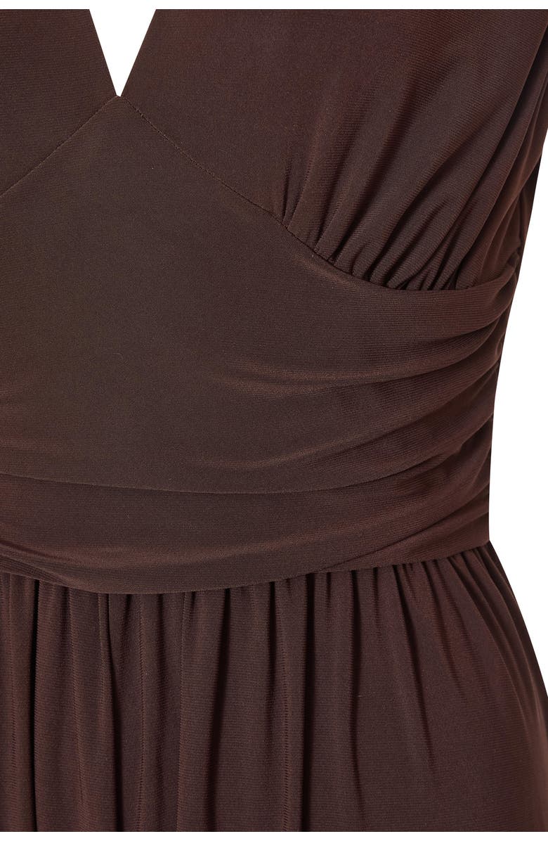 QUIZ Ity V-Neck Ruched Detail Jumpsuit, Alternate, color, Brown