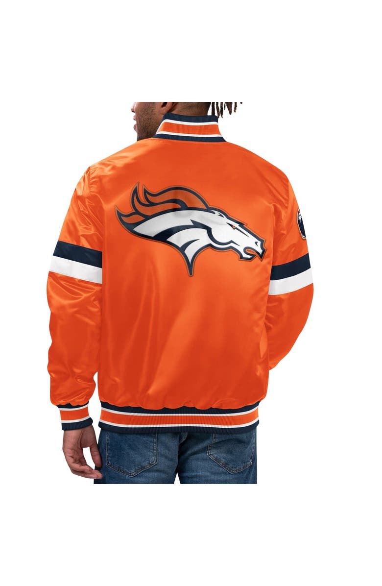 STARTER Men's Starter Orange Denver Broncos Home Game Satin Full-Snap Varsity Jacket, Alternate, color, Orange