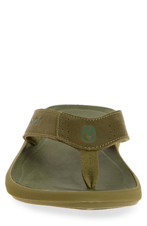 Olukai Pili Flip Flop In Desert Moss/deep Green