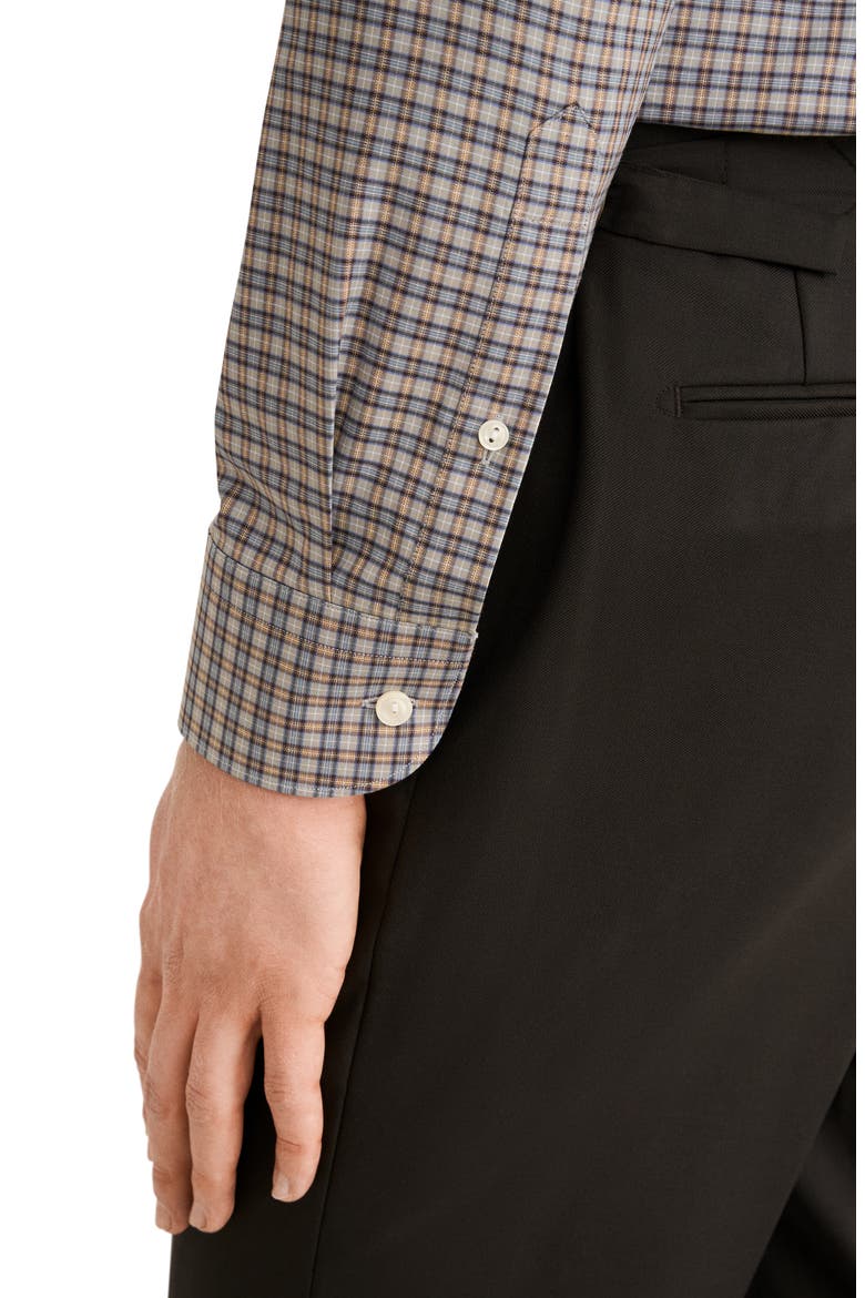 Slim Fit Checked Cotton Shirt, Alternate, color, LIGHT BEIGE