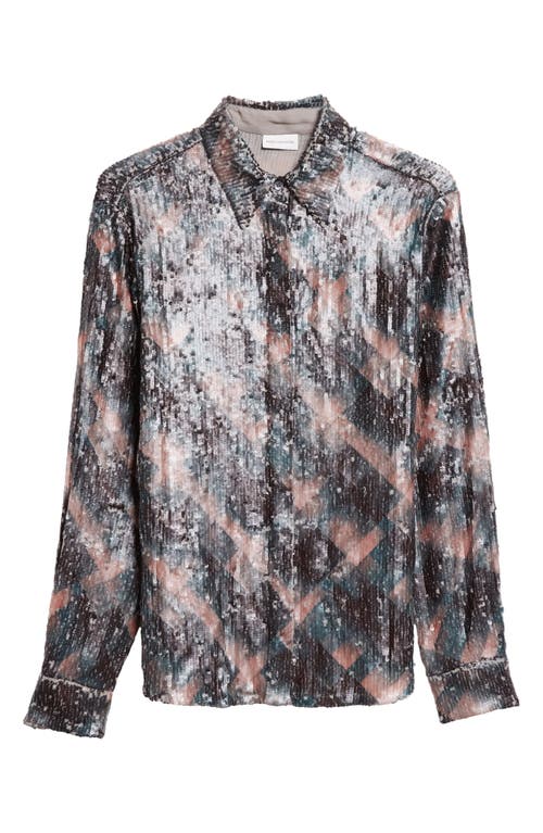 Dries Van Noten Chowy Sequin Button-up Shirt In Brown