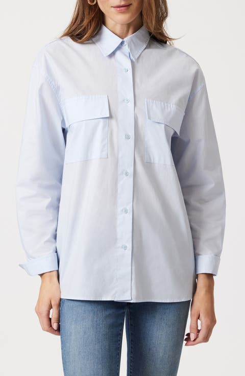 Cotton Poplin Button-Up Shirt