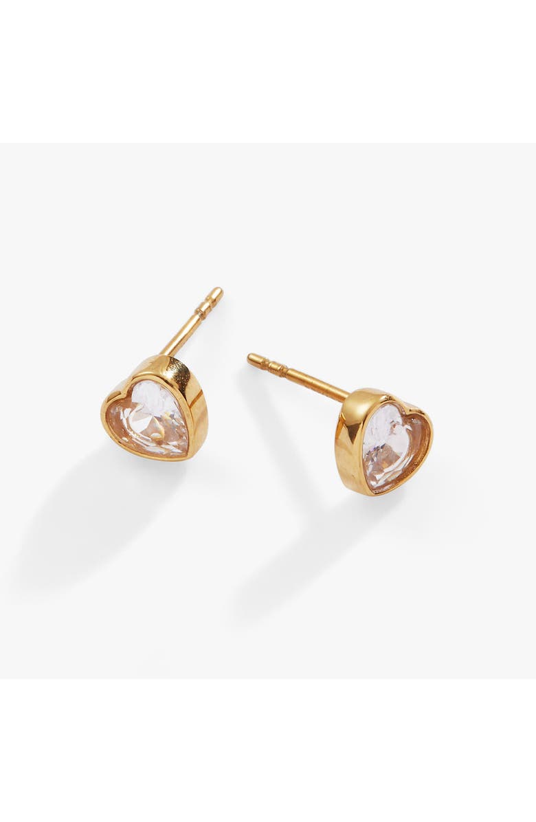 Alex and Ani Crystal Heart Mini Stud Earrings, Main, color, Gold