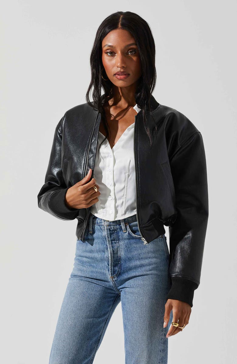 ASTR the Label Avianna Faux Leather Crop Bomber Jacket, Alternate, color,