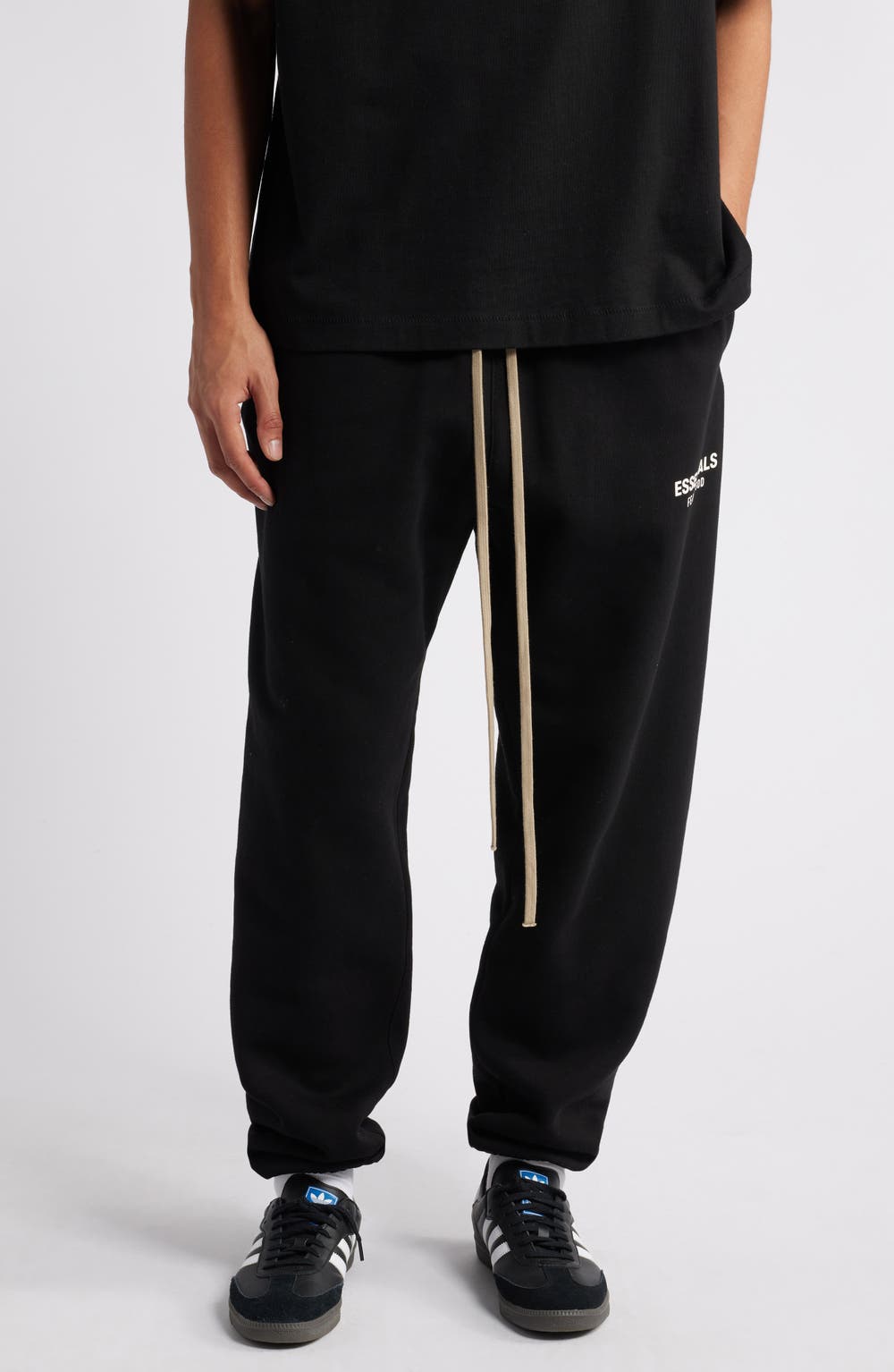 Cotton Blend Fleece Sweatpants, color, BLACK