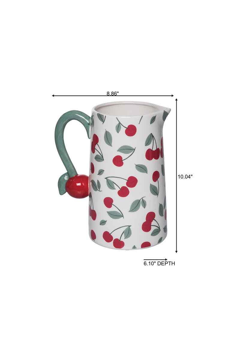 Dolomite Cherry Pitcher Multicolored for Spring Serving and Entertaining, Alternate, color, Multicolored
