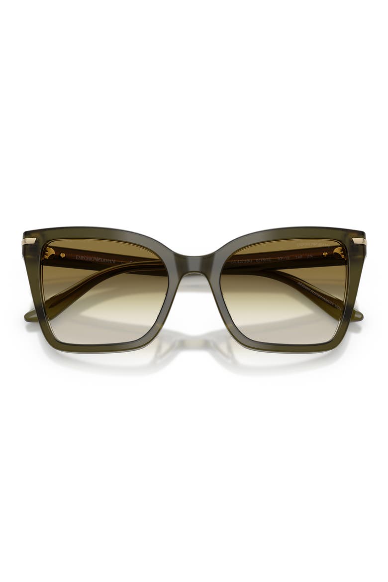 53mm Gradient Square Sunglasses, Alternate, color, SHINY DARK GREEN / CLEAR