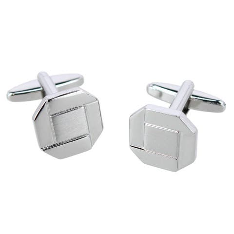 Octagon Detailed Silver Cufflinks