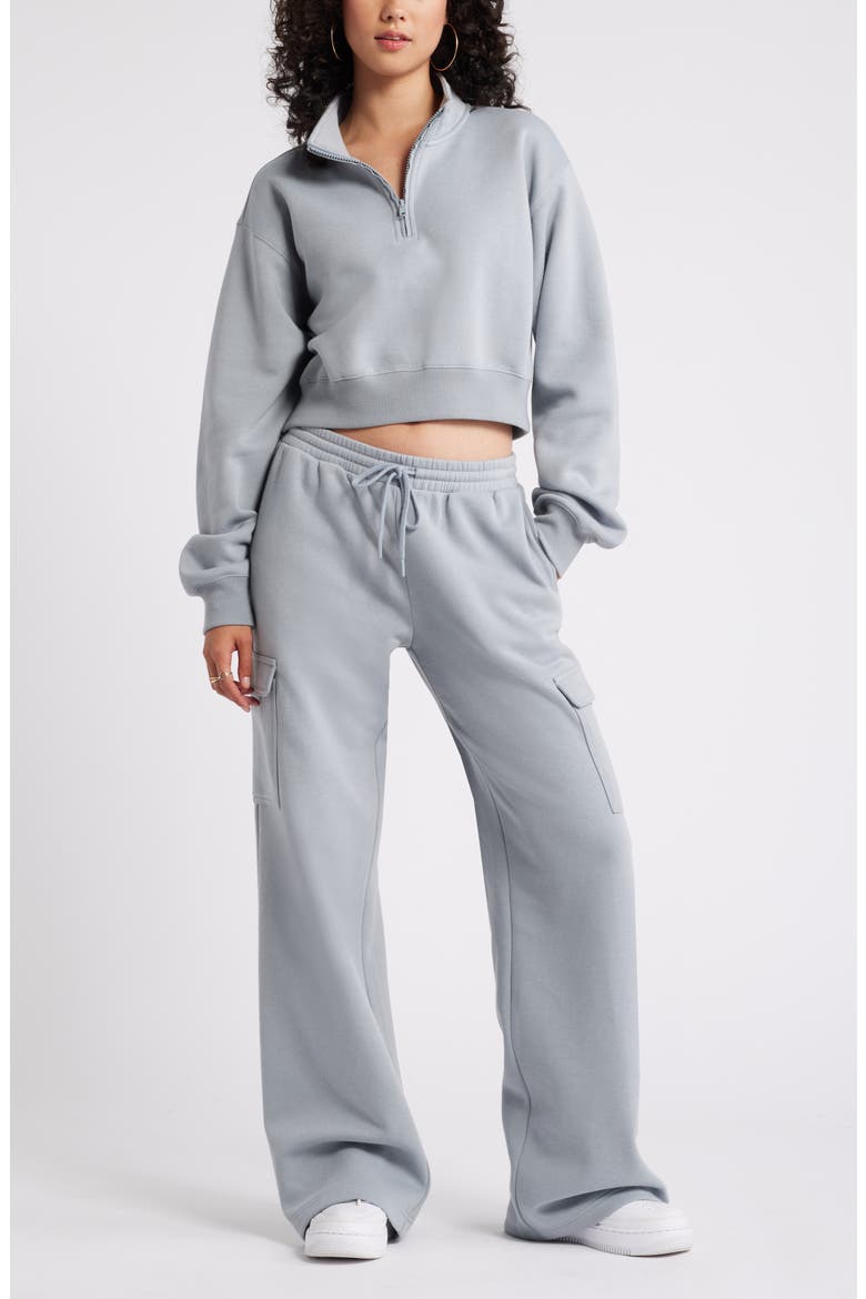 Baggy Wide Leg Cargo Sweatpants, Alternate, color, GREY WEATHERVANE