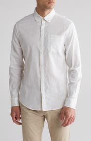 Original Penguin Linen Blend Woven Solid Button-Down Shirt