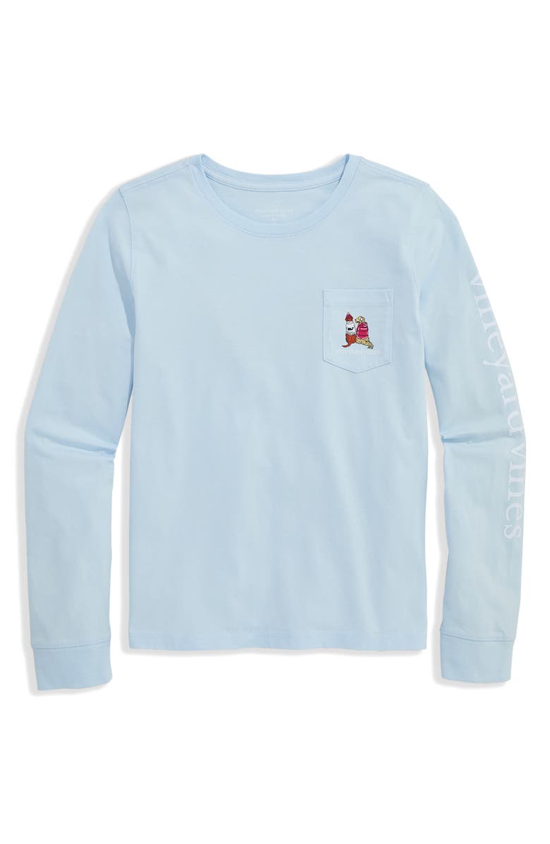 vineyard vines Kids' Smocked Tiered Dress, Main, color, Ice Water